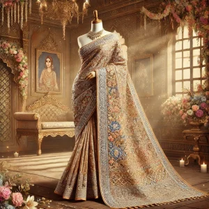 gold tissue saree for wedding