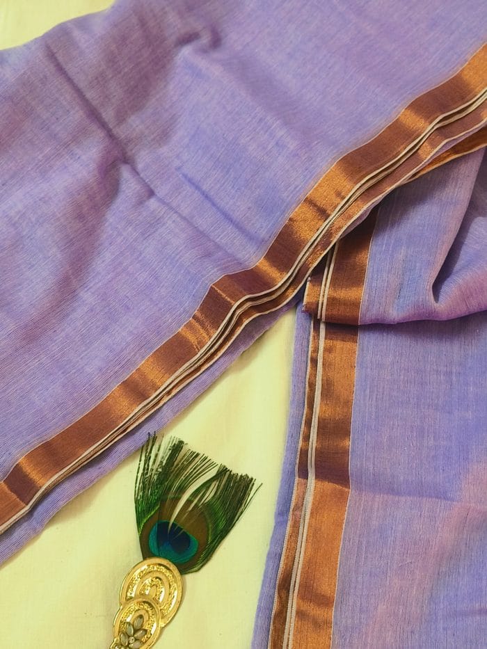 Pure Mul Cotton Sarees Lavender Colour