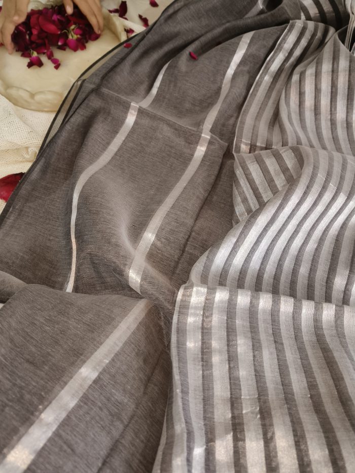 Silk Tissue Saree For Office Work IN Grey Colour