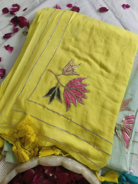 Mul Cotton Sarees For Working Professionals in Yellow Color