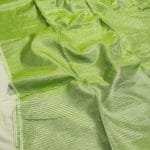 Silk Tissue Saree For Wedding In Parrot Colour