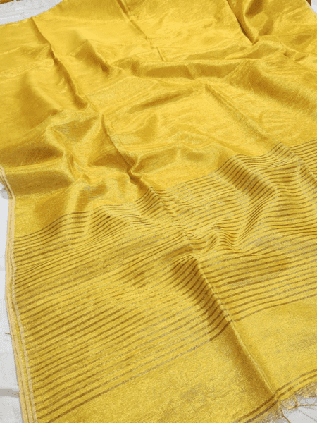 Silk Tissue Saree For Office Work In Yellow Colour