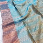 Silk Tissue Saree For Wedding in Metallic Grey