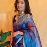 Cotton Tissue Saree For Wedding in Peacock Blue Color