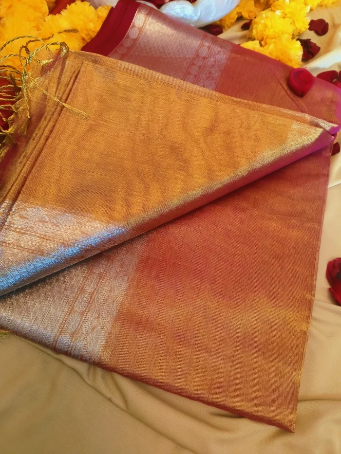 Tissue Saree For Working Professionals In Golden