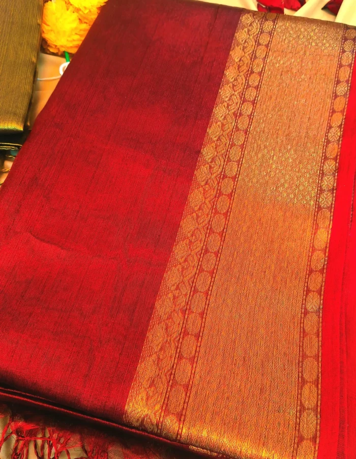 Cotton tissue saree for Office work in Maroon Colour