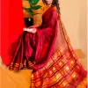 Cotton Tissue Saree For Teachers in Maroon Colour