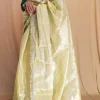 Lime Coloured Cotton Tissue Saree for Working Professionals