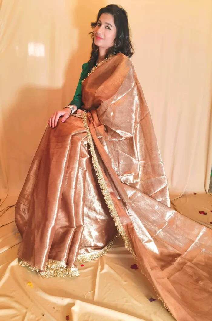 Dark Copper Tissue Saree