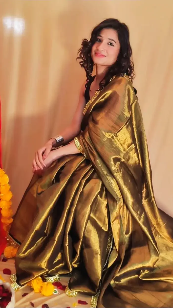 Golden Coloured Tissue Saree