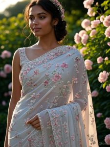 Lightweight tissue saree designs in 2025