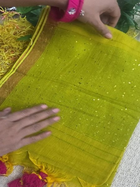 Sunshine Mehndi Green Mul Mul Cotton Saree