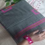 Grey Cotton Saree with Pink & Orange Geometrical Weaving