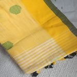 Yellow Cotton Saree with Circular Weaving