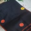 Black & Rust Cotton Saree with Circle Butta woven