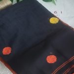 Black & Rust Cotton Saree with Circle Butta woven