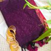 Deep Purple Mul Mul Cotton Saree with Sequence Detailing